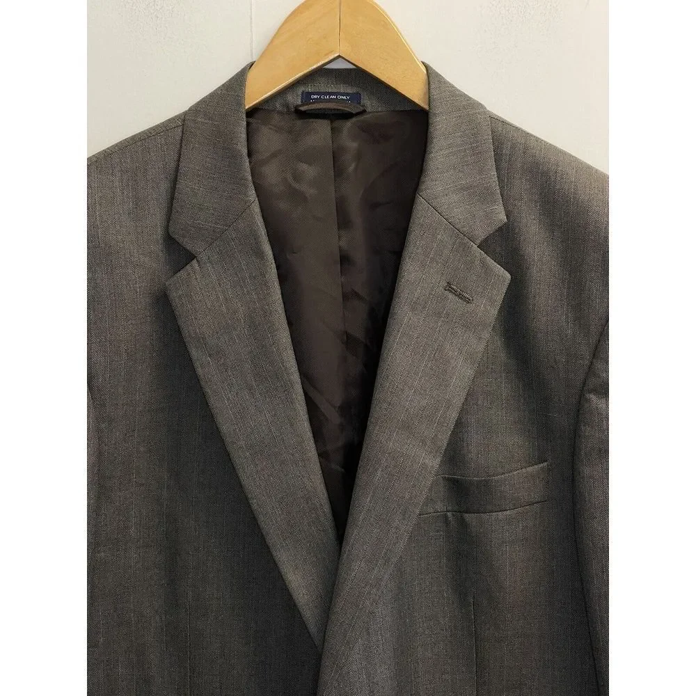 SADDLEBRED Men's Size 44L Sport Coat ‎ Blazer Suit Jacket Grey Brown Stripe